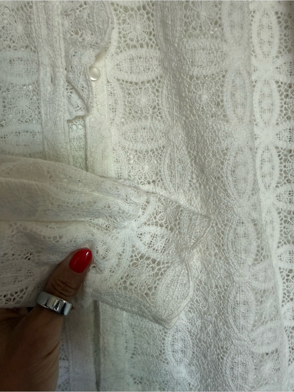 Sezane Shirt White Eyelet Ruffle Blouse - Picture 8 of 8